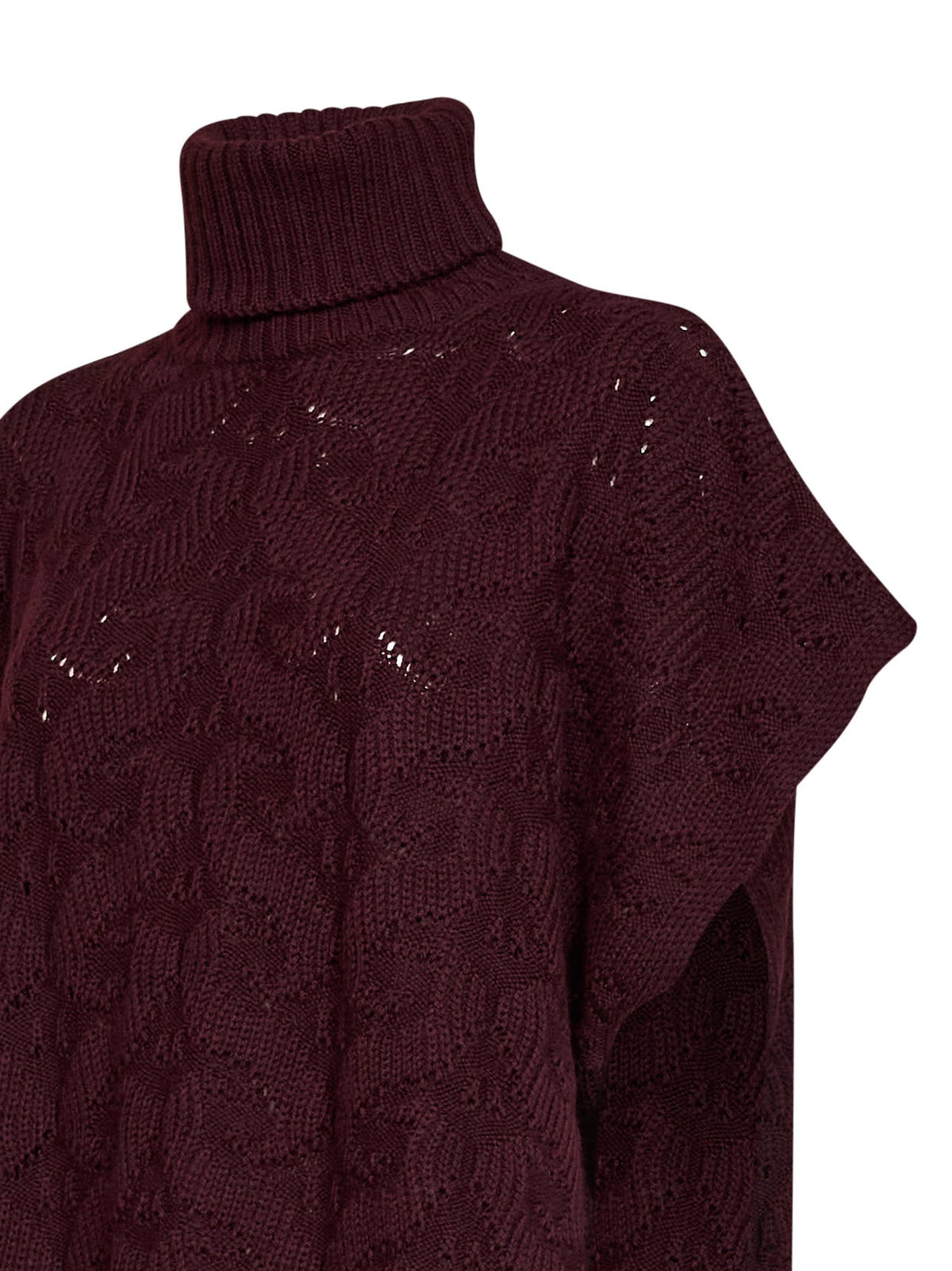 Etro Women Burgundy Paisley-Pattern Stitch Knit Turtleneck Sweater ETRO