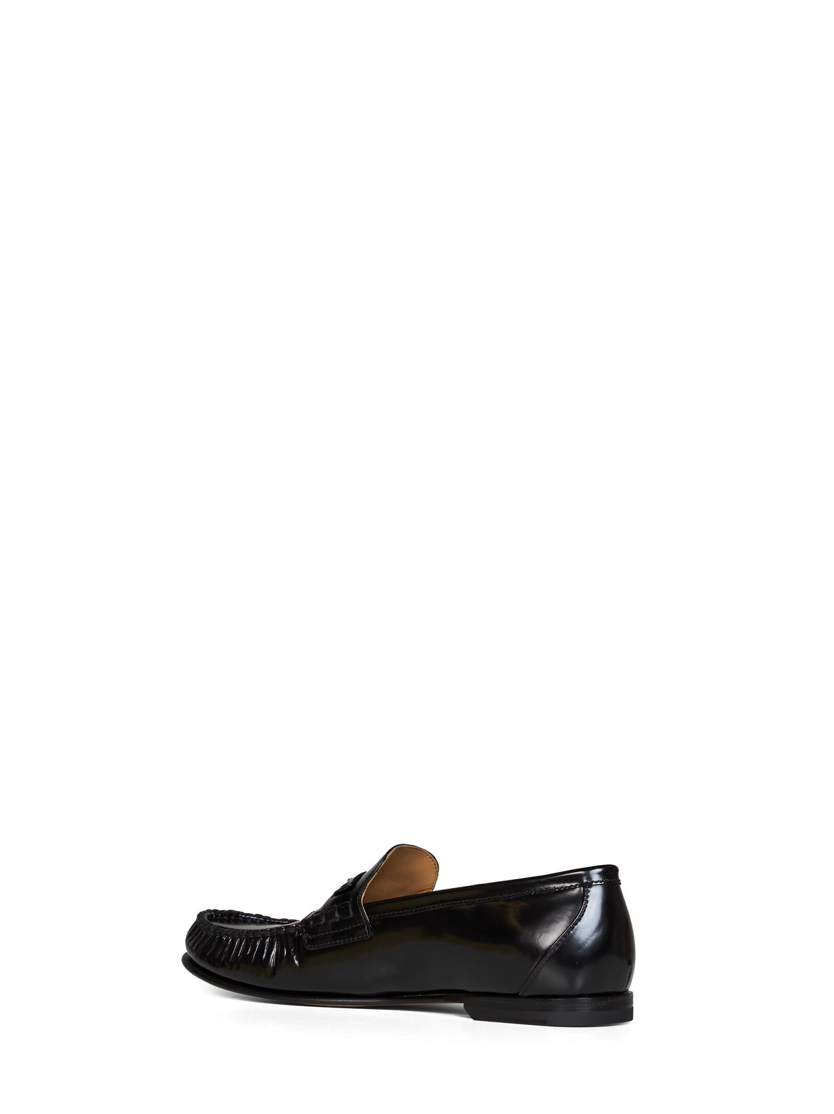 Fendi Men Black Shiny Calf Leather Fendi Scrunch Loafers FENDI