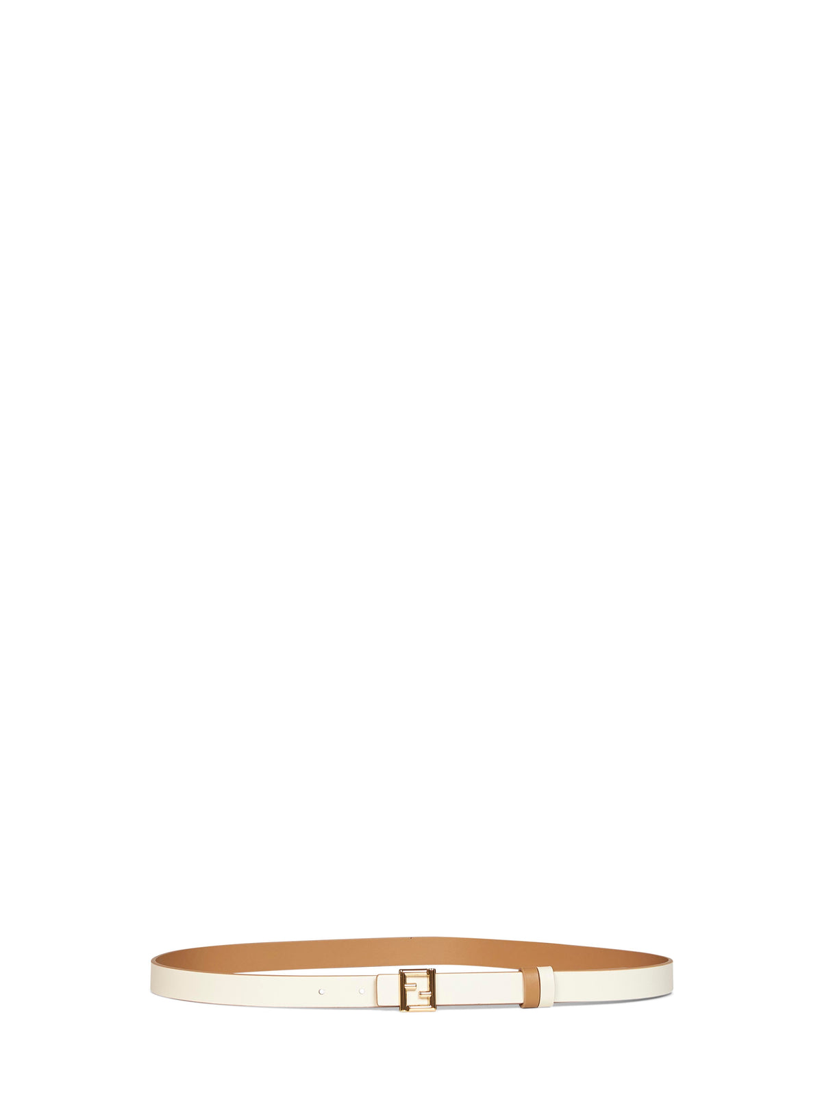 Fendi Women Camel And Dark Parchment Leather 20 Mm Reversible Ff Belt<Br/> FENDI