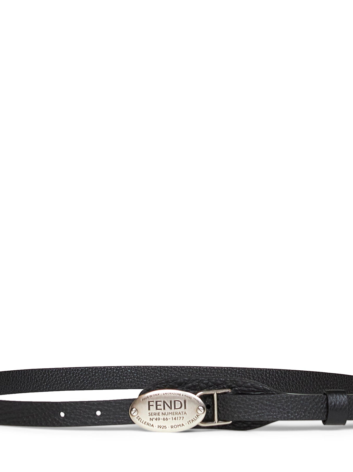 Fendi Women Black Cuoio Romano Leather Long And Slim Belt FENDI