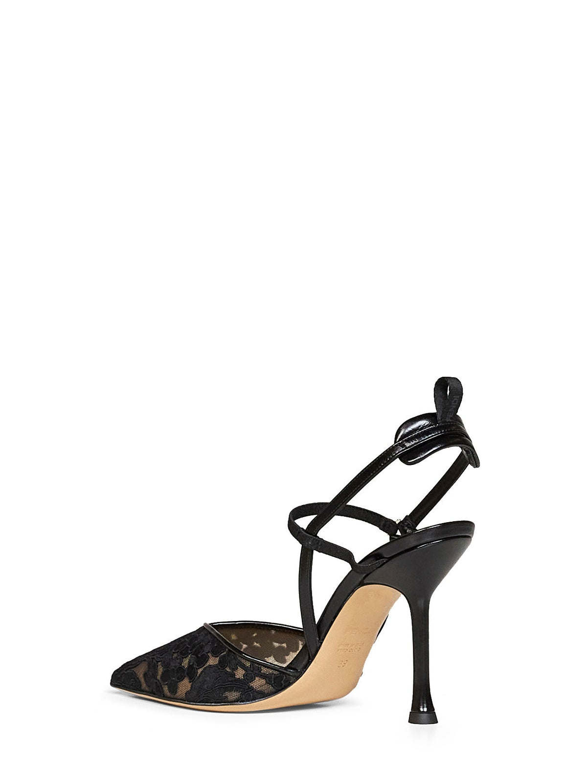 Fendi Women Black Tulle Very Colibrì High-Heeled Slingback Pumps FENDI