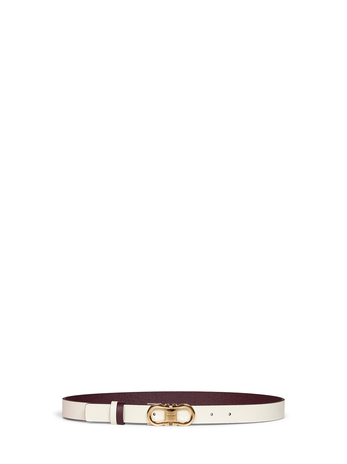 Ferragamo Women Plum And Mascarpone Cream Reversible Gancini Belt FERRAGAMO