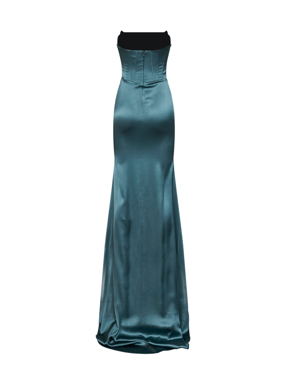 Giuseppe Di Morabito Women Teal Blue Stretch Satin Long Bustier Dress GIUSEPPE DI MORABITO