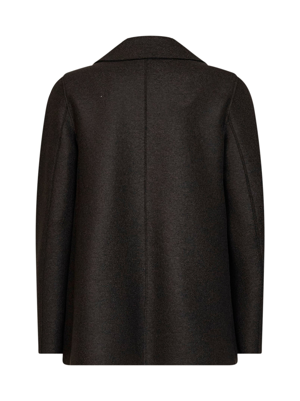 Harris Wharf London Women Dark Brown Felted Wool Double-Breasted Peacoat HARRIS WHARF LONDON