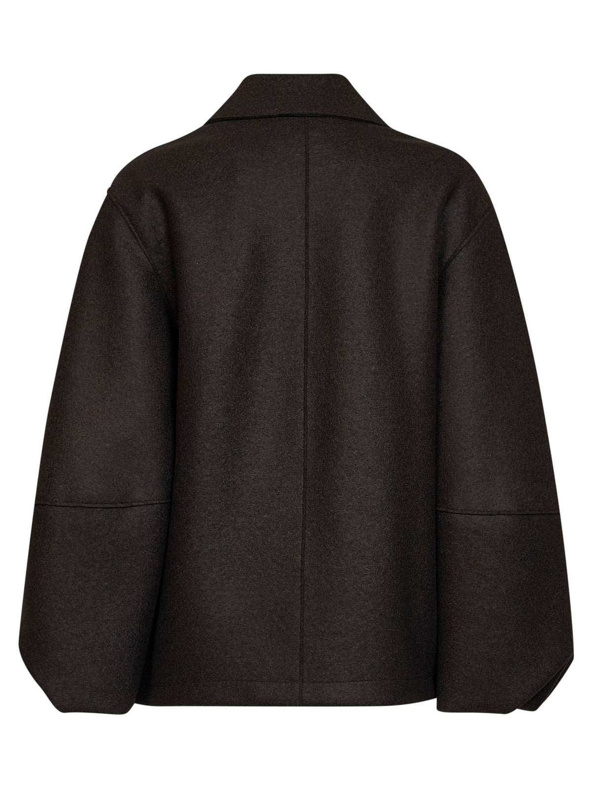 Harris Wharf London Women Dark Brown Felted Wool Puff Sleeves Jacket HARRIS WHARF LONDON