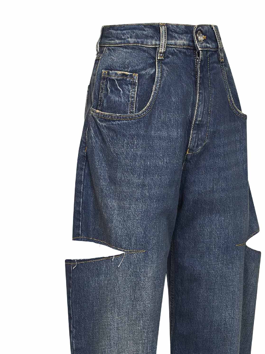 Maison Margiela Women Washed Indigo Denim Slash Details Jeans MAISON MARGIELA