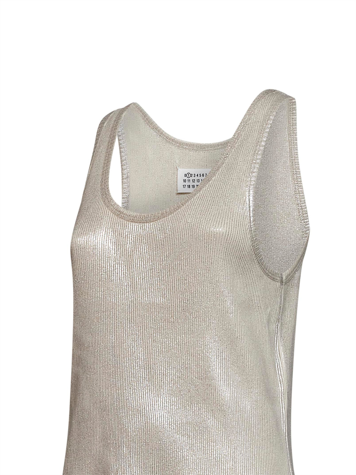 Maison Margiela Women Beige Ribbed Cotton Silver Print Tank Top MAISON MARGIELA