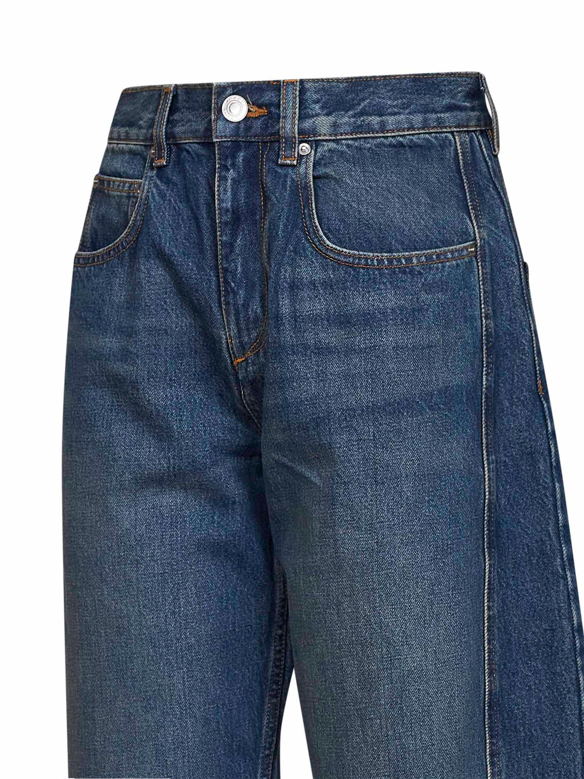Marant Etoile Women Blue Faded Cotton Denim Oriane Barrel Jeans ISABEL MARANT ETOILE