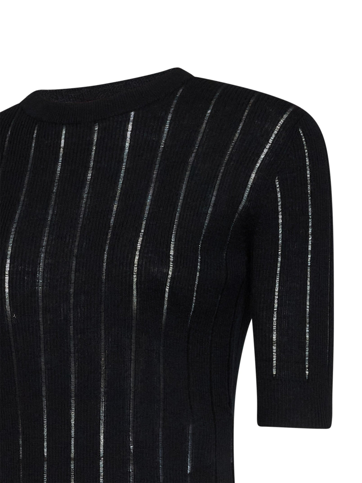 Max Mara Studio Women Black Mstragno Ribbed Fitted Top MAX MARA STUDIO
