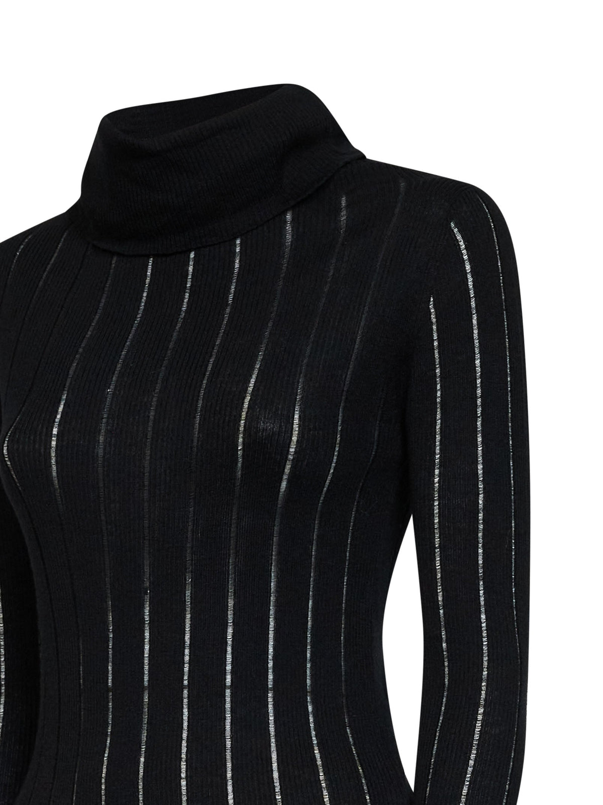 Max Mara Studio Women Black Mstbadesse Fitted Ribbed Turtleneck Sweater MAX MARA STUDIO
