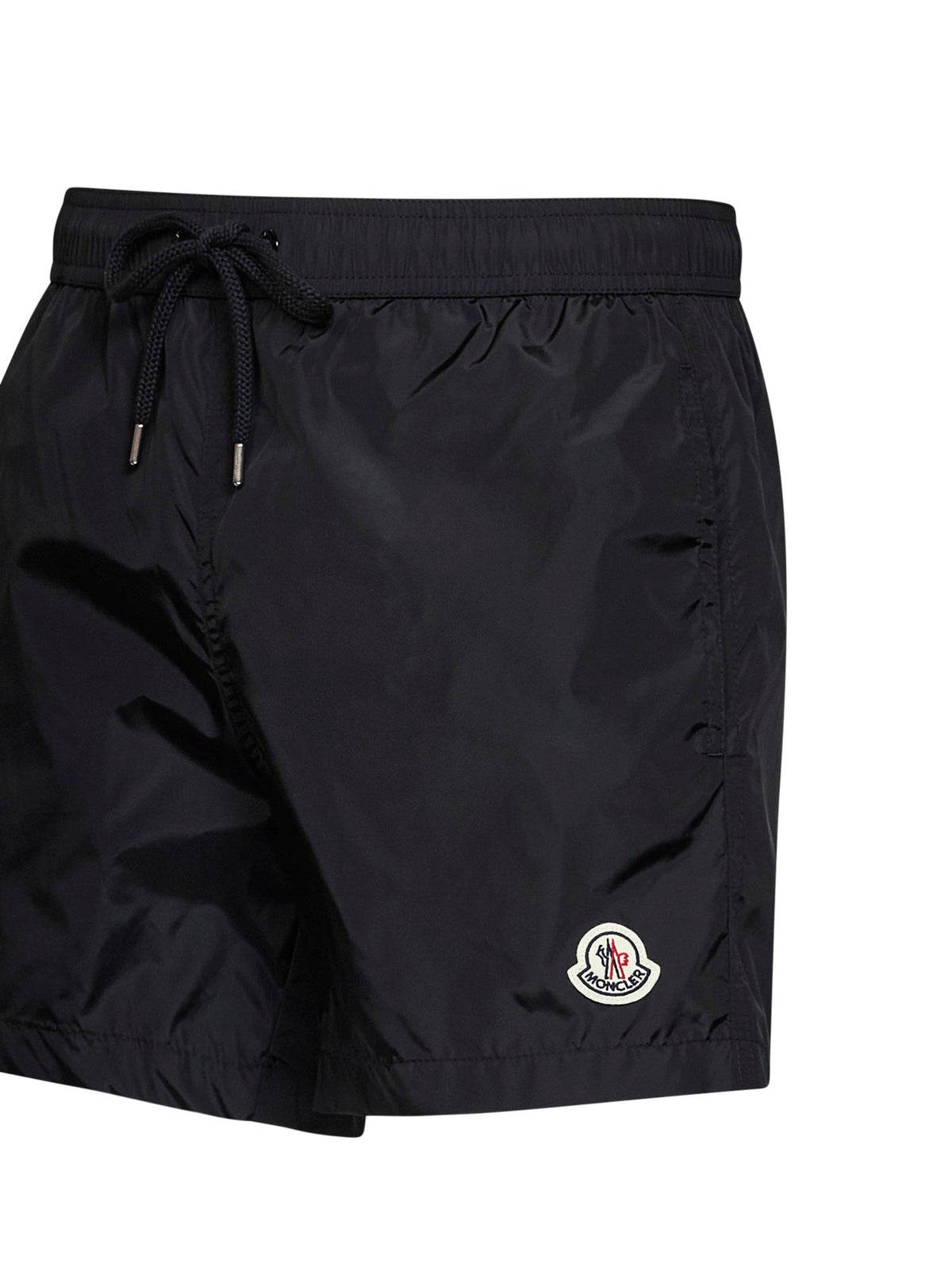 Moncler Men Black Nylon Technique Swim Shorts With Logo Patch MONCLER