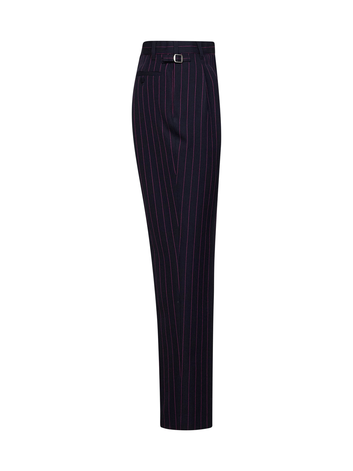 Mugler Women Ink Pinstriped Wool Carrot-Fit Trousers MUGLER