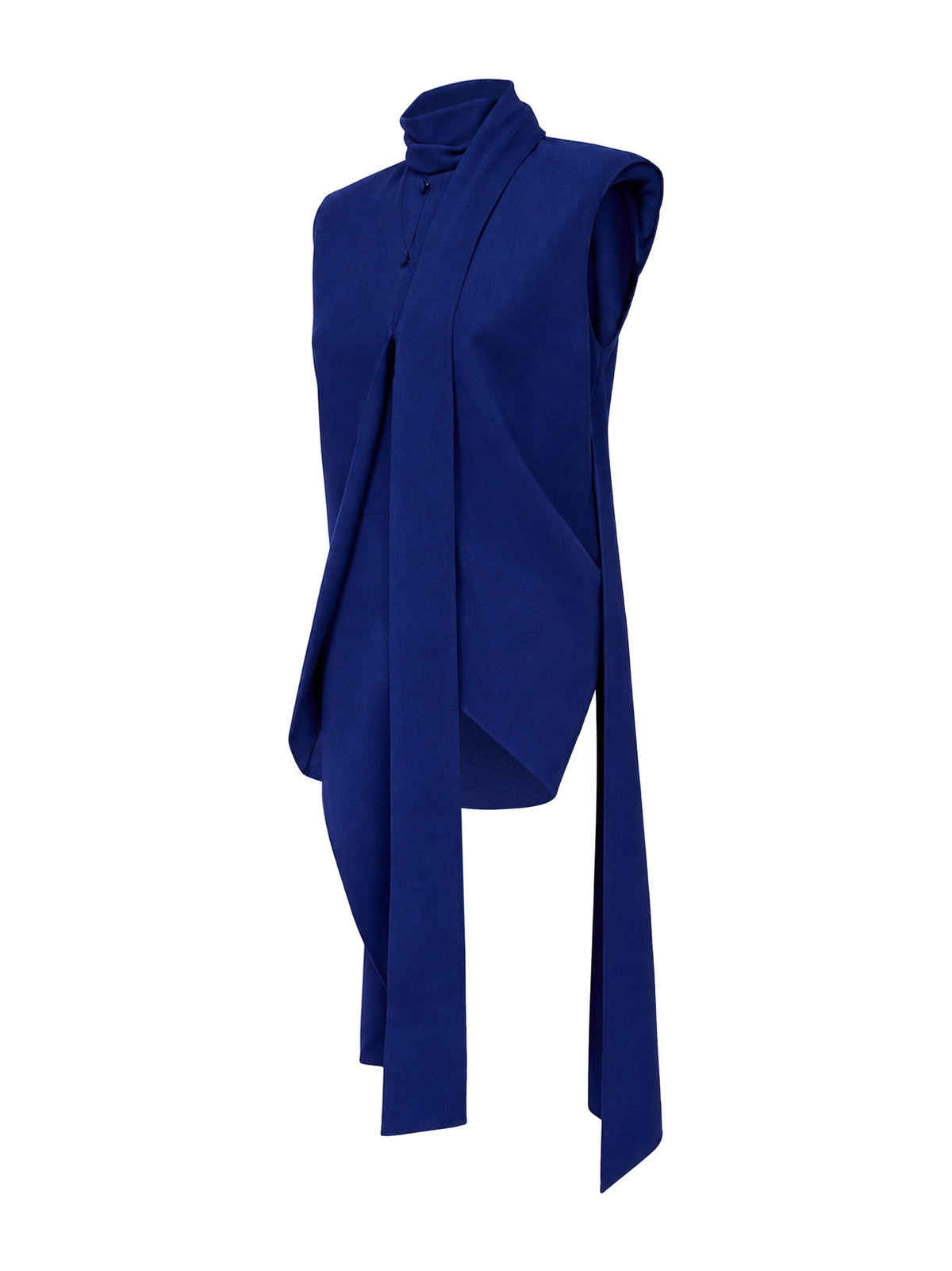 Mugler Women Ultrablue Viscose And Wool Asymmetric Scarf Top MUGLER
