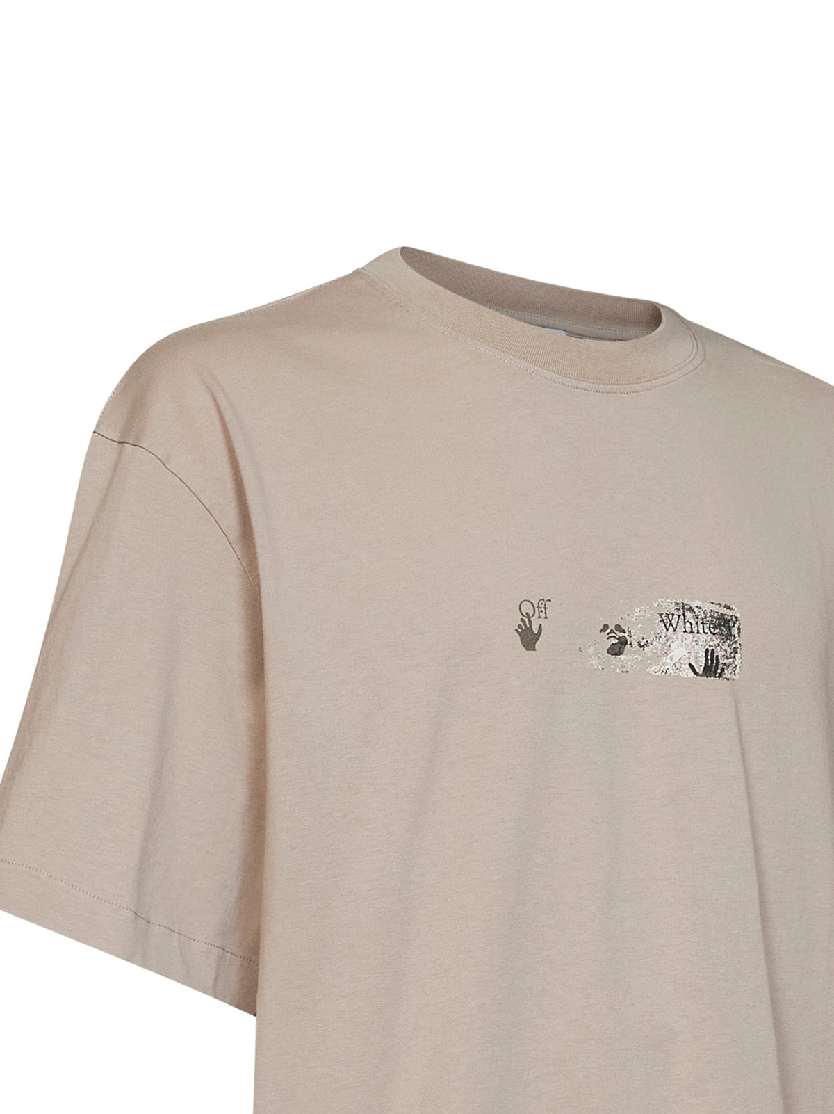 Off White Men Beige Cotton Jersey Spices Arrow Skate T-Shirt OFF-WHITE