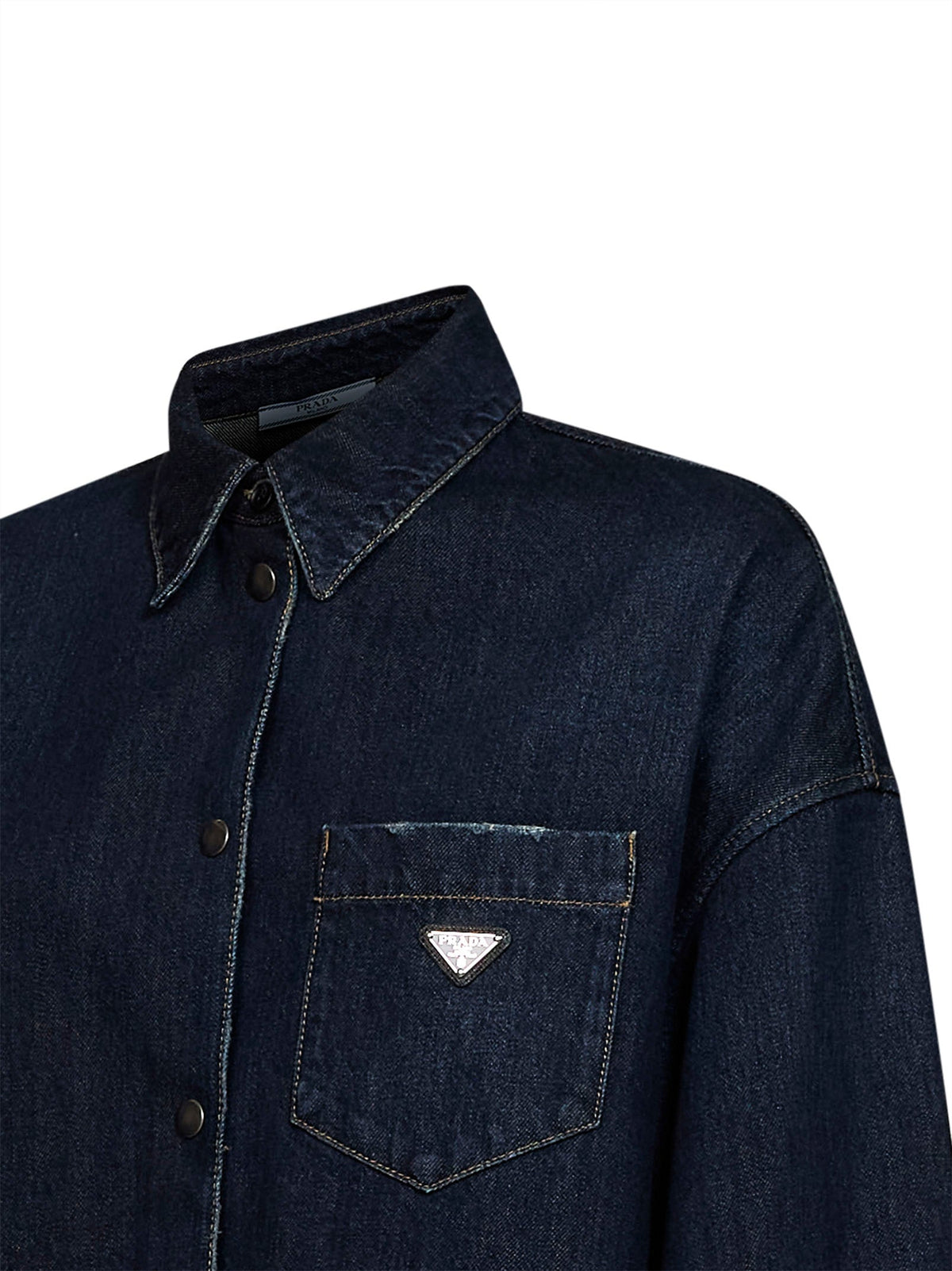 Prada Abbigliamento Women Blue Cotton Denim Shirt PRADA