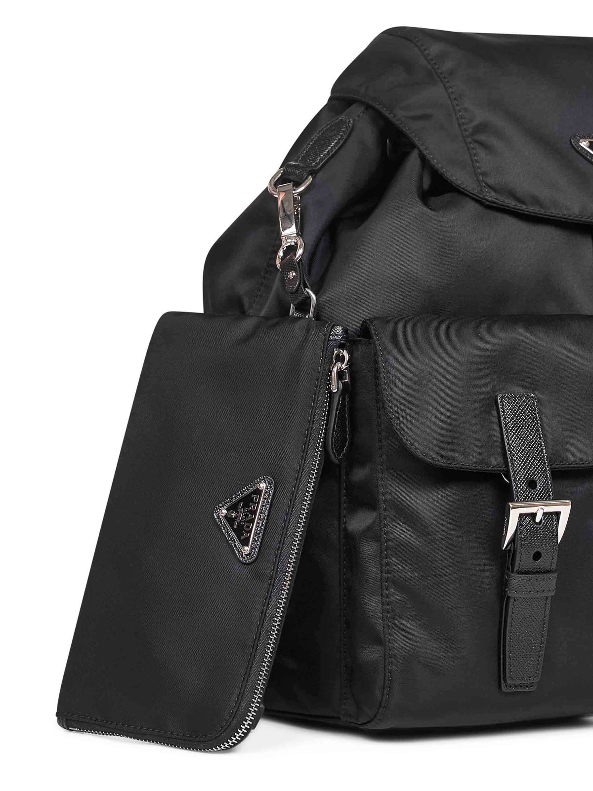 Prada Borse Women Medium Black Backpack With Pouch <Br/> PRADA