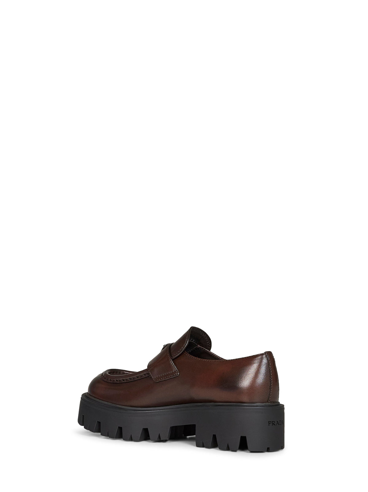 Prada Calzature Women Teak Brown Brushed Leather Loafers PRADA