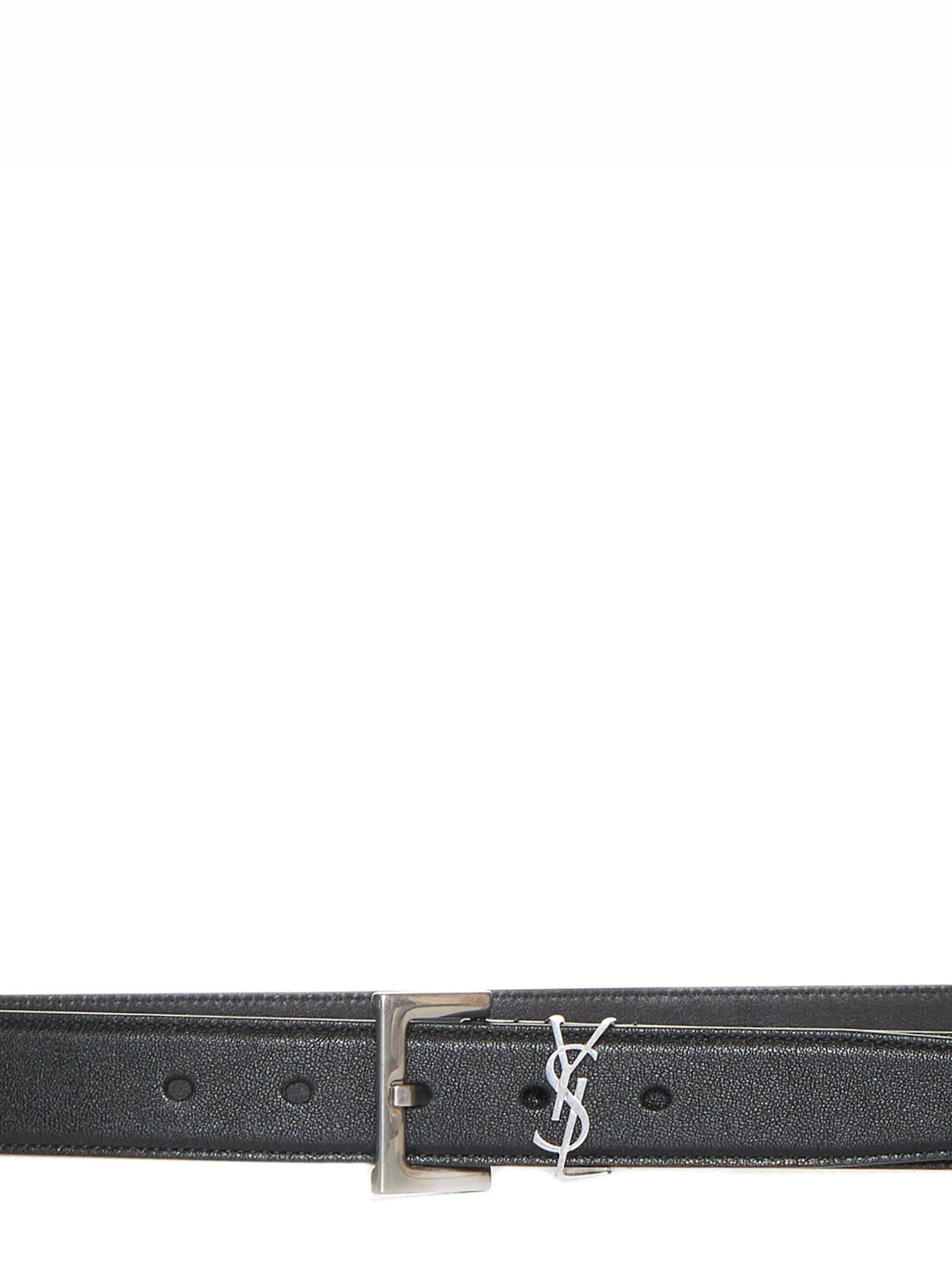 Saint Laurent Men Black Lambskin Cassandre Belt SAINT LAURENT