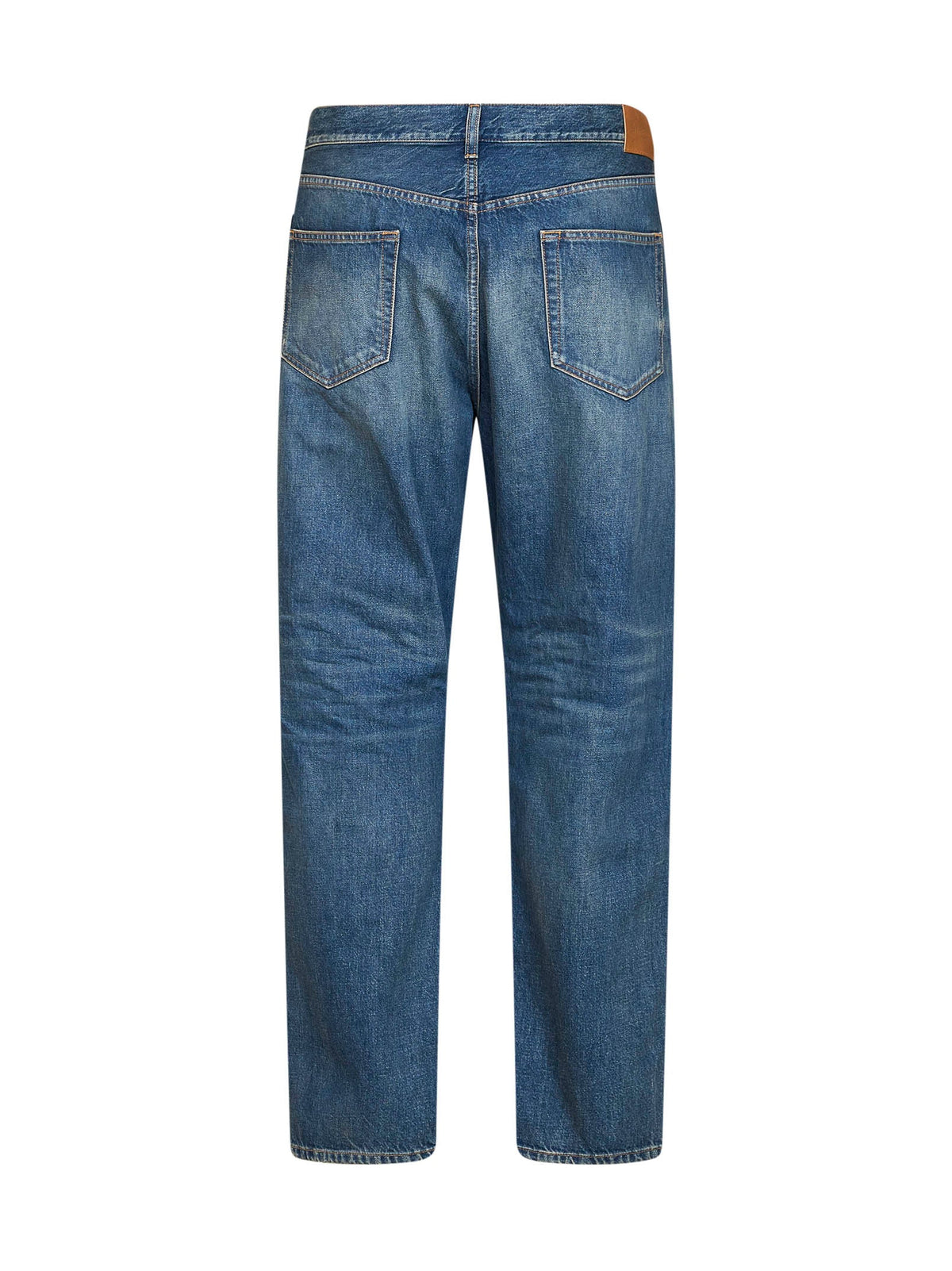 Saint Laurent Men Blue Cotton Denim Mid-Rise Straight-Leg Jeans SAINT LAURENT