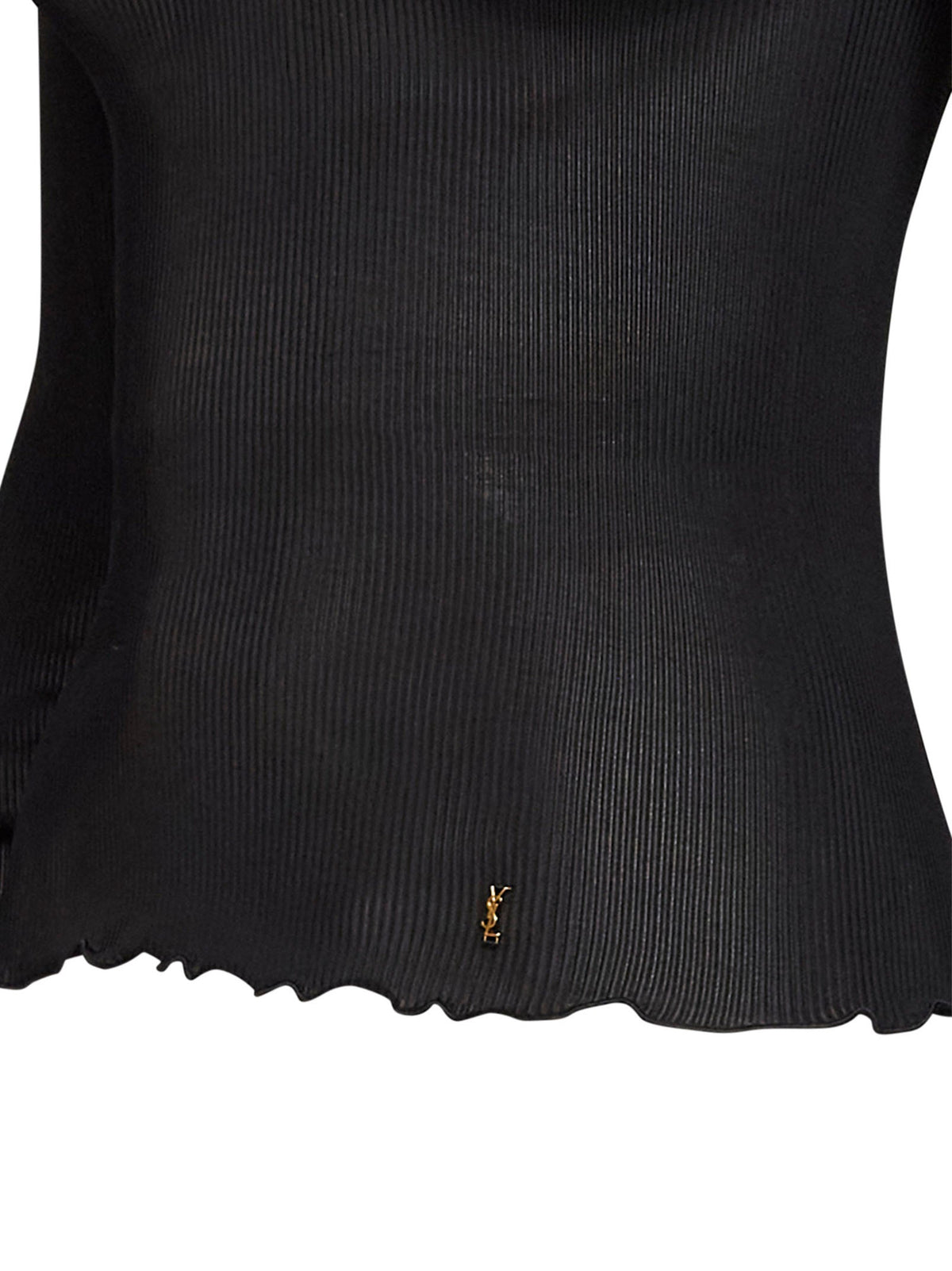 Saint Laurent Women Black Ribbed Silk Knit Cassandre Top SAINT LAURENT