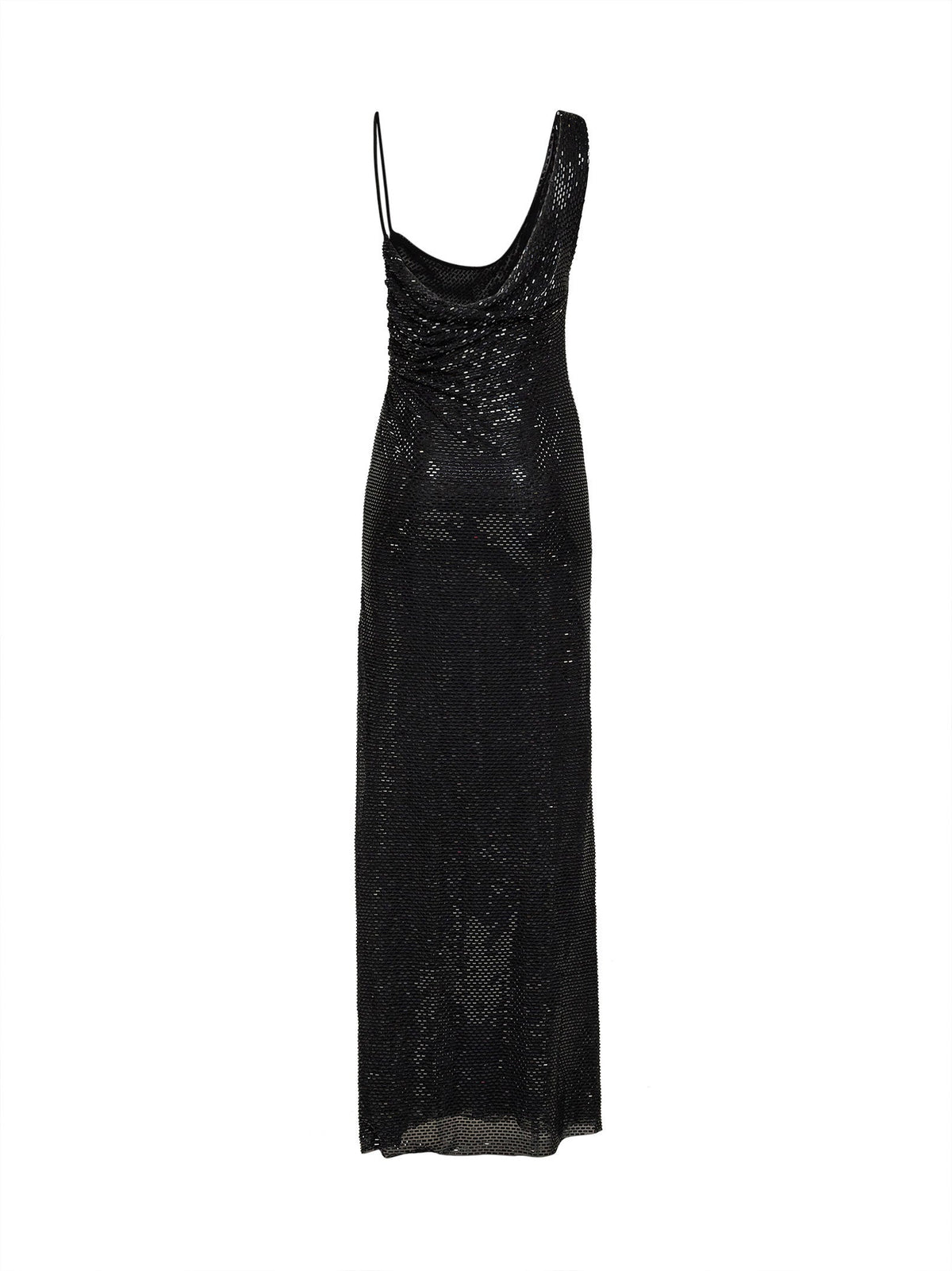 Self Portrait Women Black Rhinestone-Embellished Tulle Draped Maxi Dress SELF-PORTRAIT