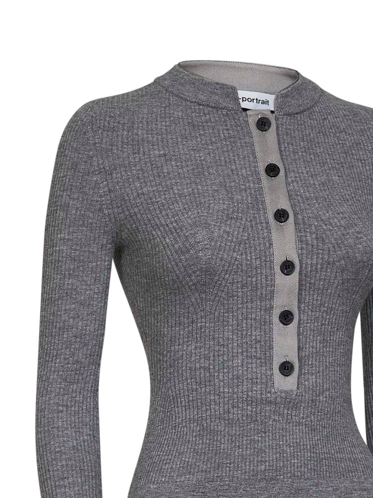 Self Portrait Women Grey Wool-Blend Knit Button Playsuit SELF-PORTRAIT