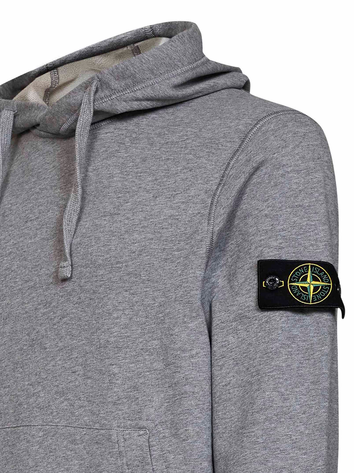 Stone Island Men Mélange Grey Mélange Organic Cotton Hoodie STONE ISLAND
