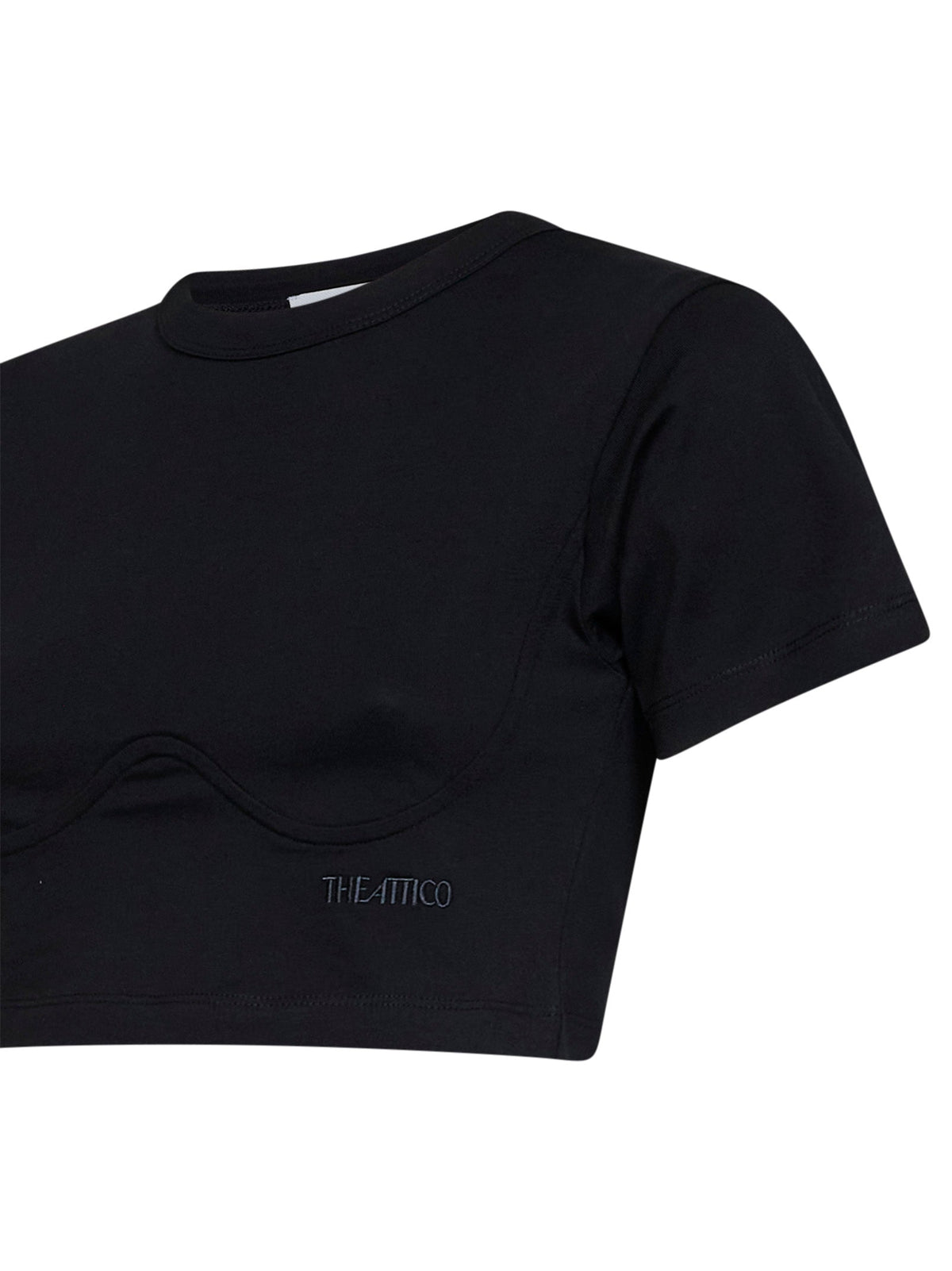 The Attico Women Black Cotton Jersey Cropped T-Shirt THE ATTICO