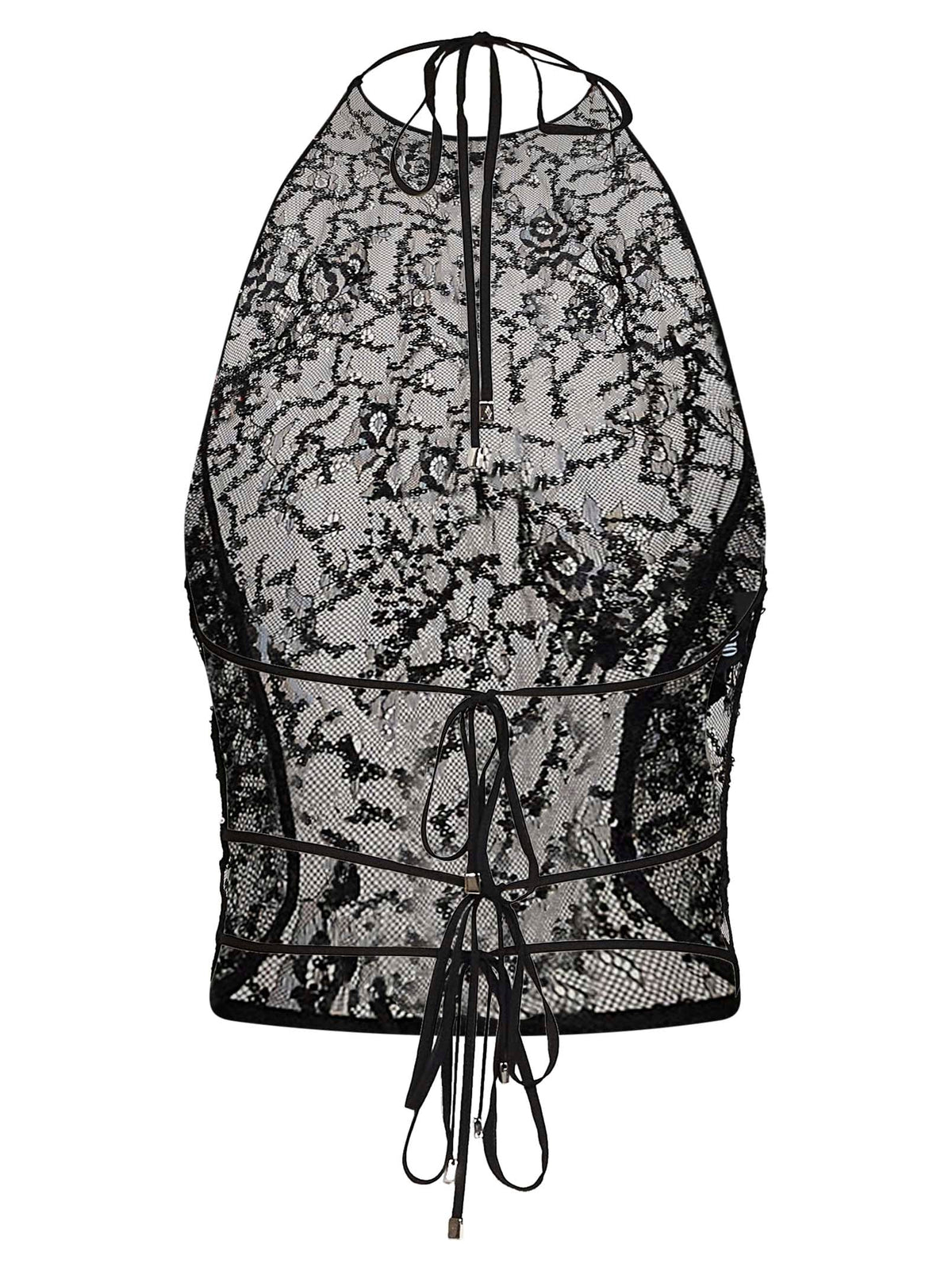The Attico Women Black Tulle "Superattico10" Top With Lace And Sequin Embroidery THE ATTICO