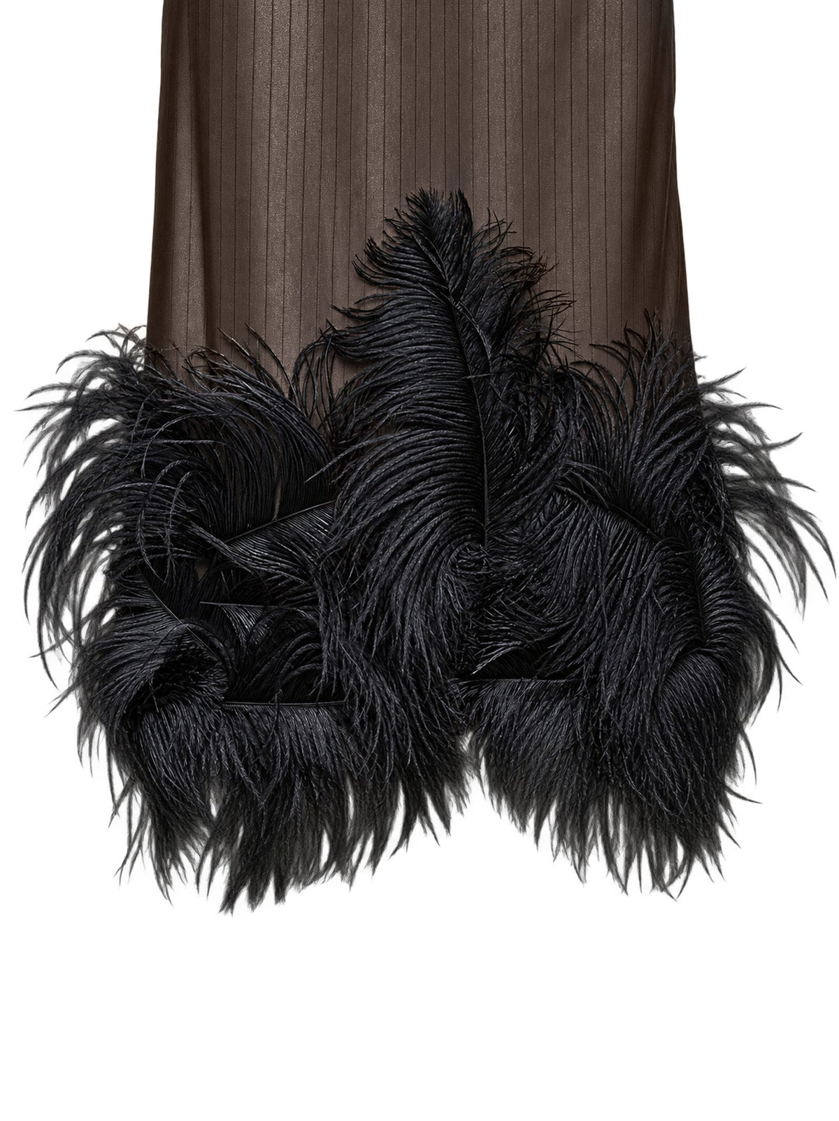 The Attico Women Black Organza And Striped Poplin "Superattico10" Layered Midi Skirt With Feathers THE ATTICO