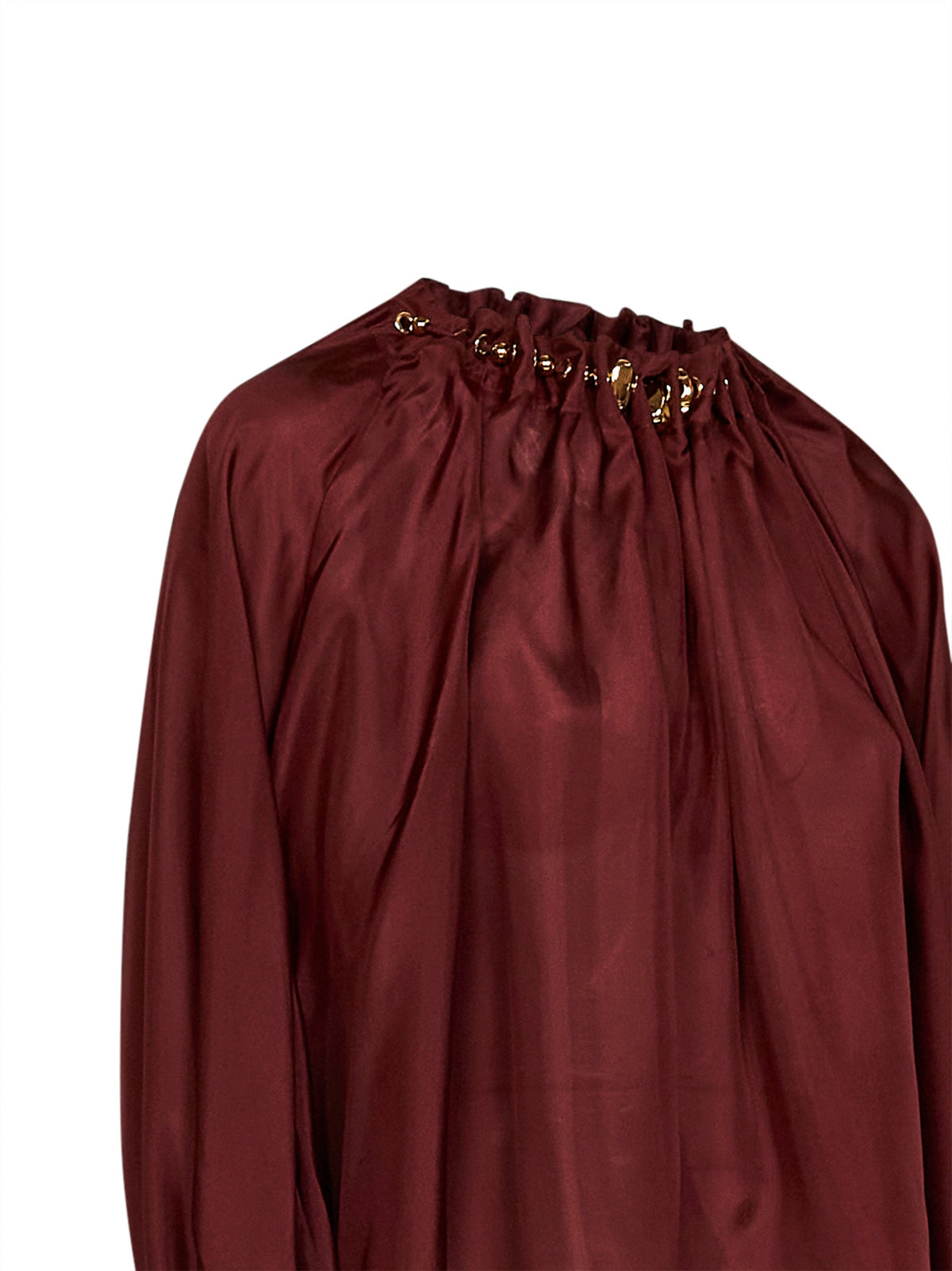 Zimmermann Women Merlot Silk Habotai Aster Gathered Beaded Blouse ZIMMERMANN