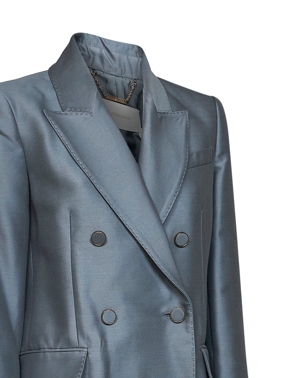 Zimmermann Women Airforce Blue Wool And Silk Blazer Valiant Double-Breasted ZIMMERMANN