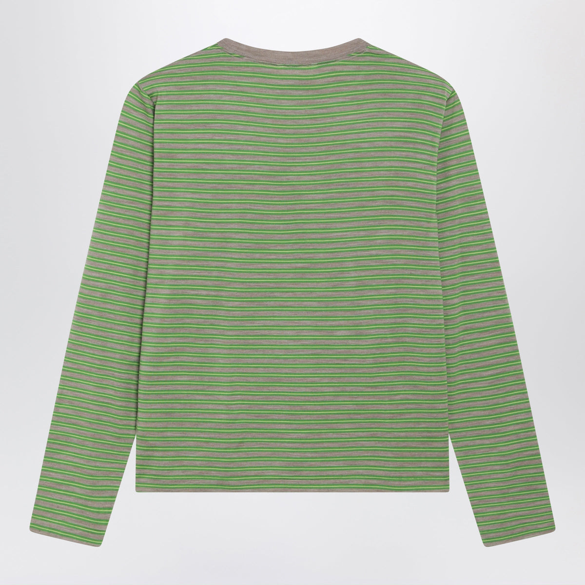 Auralee Green Striped T-Shirt In Wool Women.