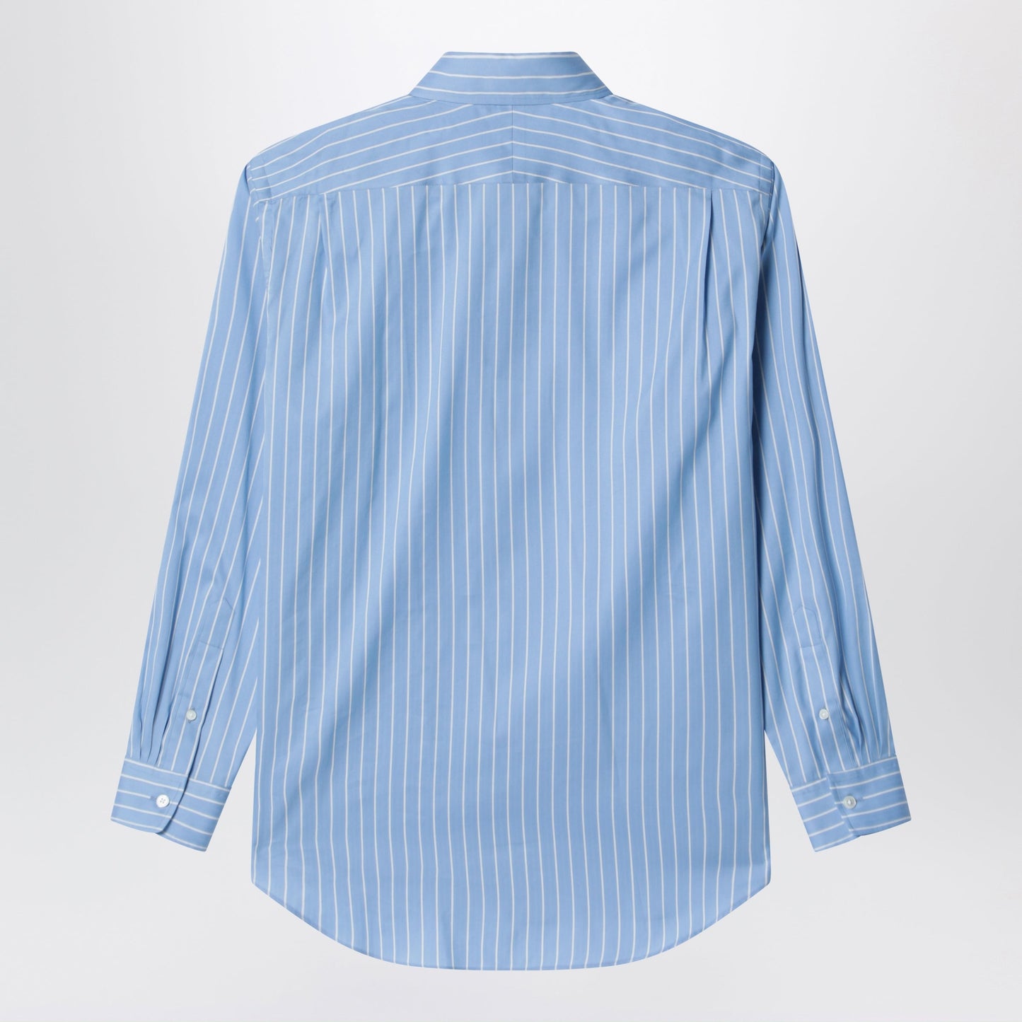 Auralee Light Blue Striped Cotton And Silk Shirt Men AURALEE