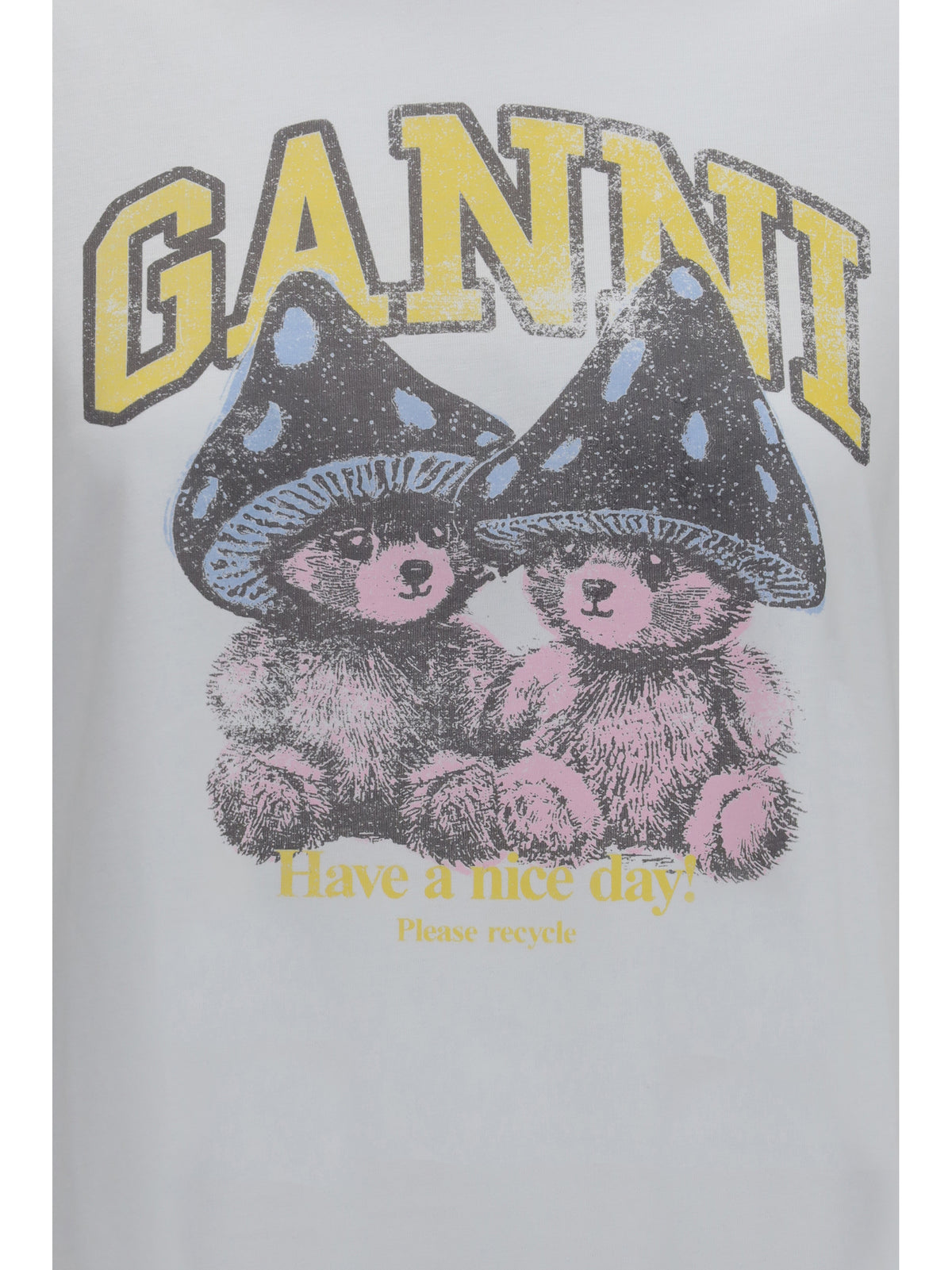 Ganni Women Teddy Mushroom Long-Sleeve Cotton T-Shirt GANNI