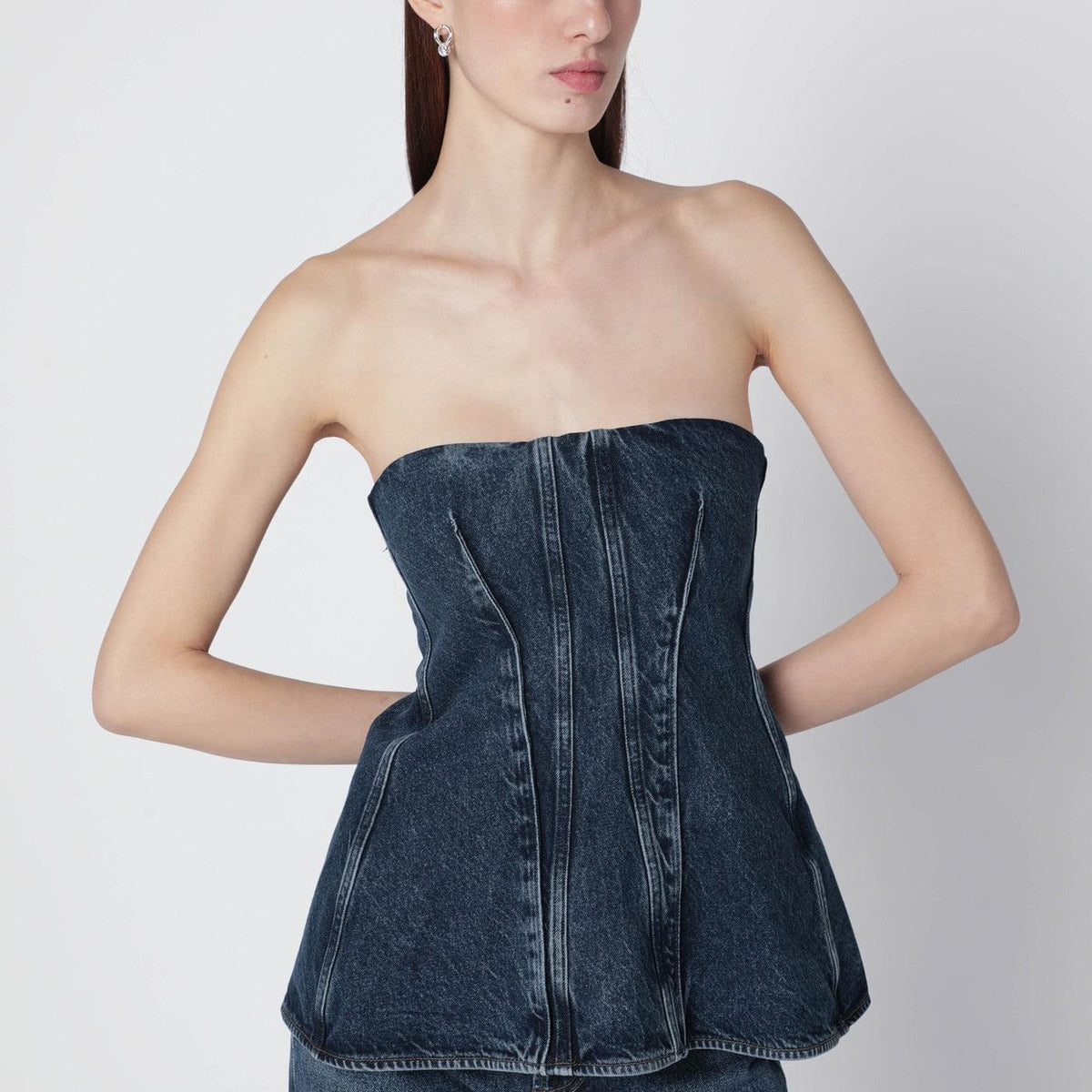 Agolde Blue Lara Denim Corset Women AGOLDE