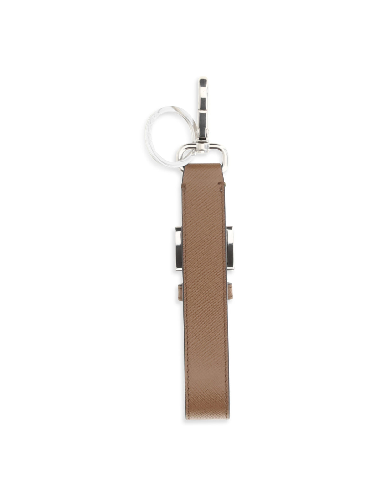 Prada Men Keyring In Saffiano Leather With Triangle Logo PRADA