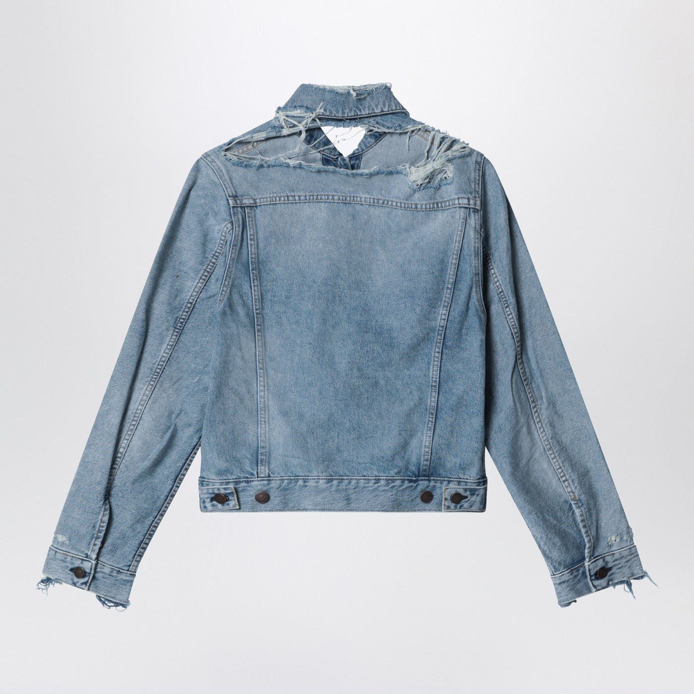Acne Studios Distressed Denim Jacket Light Blue Women ACNE STUDIOS