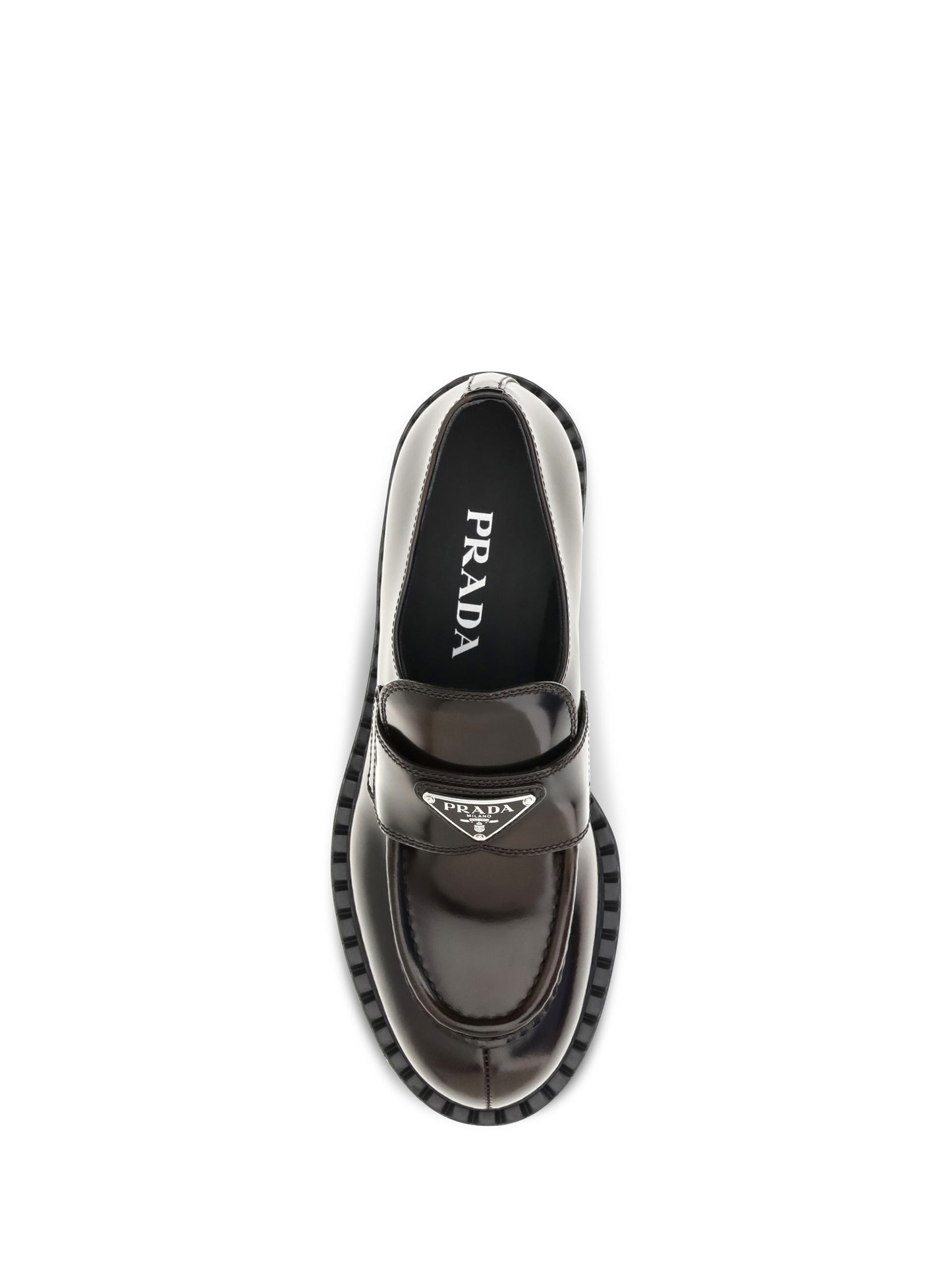 Prada Women Leather Logo Loafers