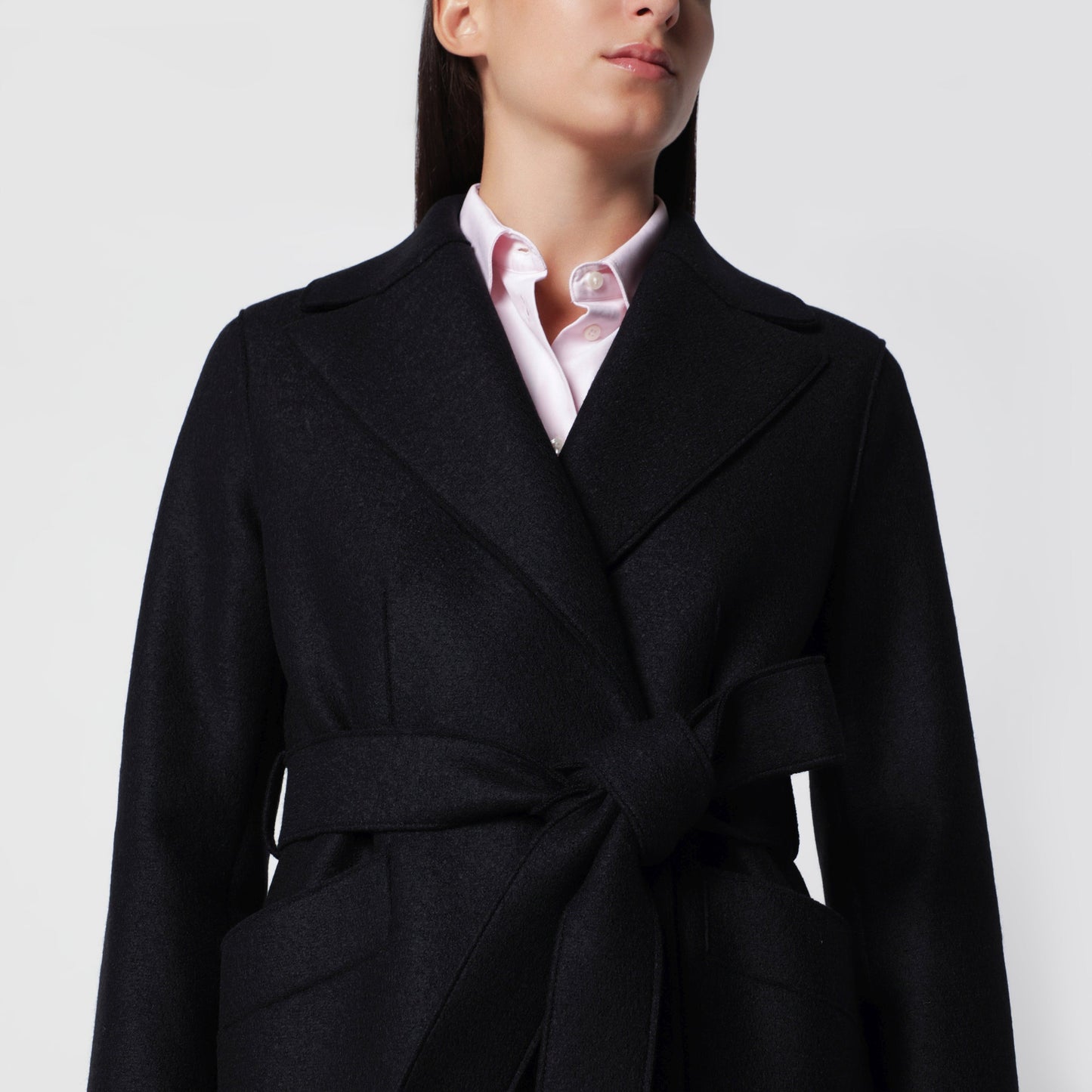 Harris Wharf London Black Wool Wrap Mini Coat Women HARRIS WHARF LONDON