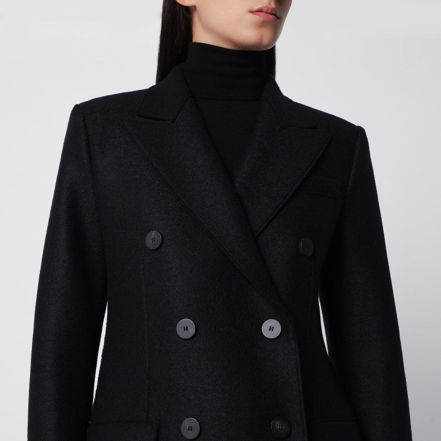 Harris Wharf London Long Black Double-Breasted Wool Coat Women HARRIS WHARF LONDON
