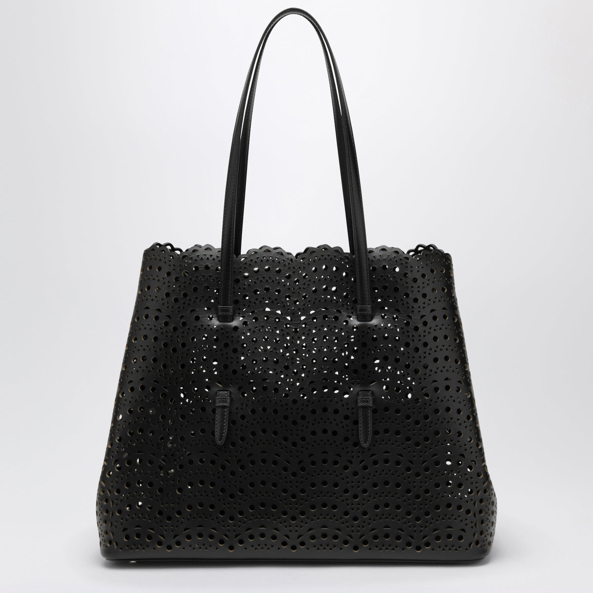 Alaia Mina 37 Leather Tote Bag In Shiny Calfskin, Black Women ALAIA