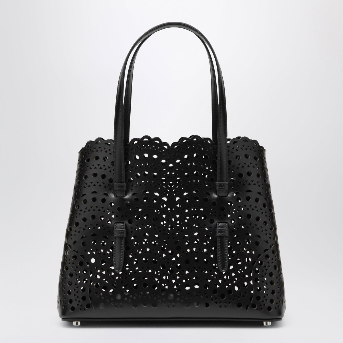 Alaia Mina 25 Calfskin Leather Tote Bag In Black Women ALAIA