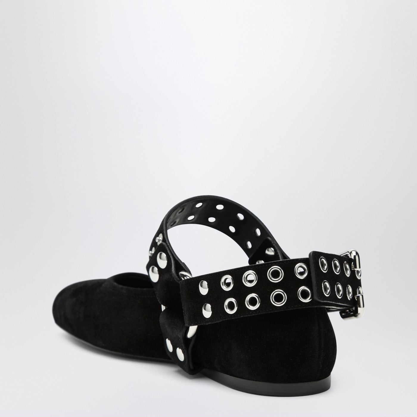 Alaia Black Suede Flat Ballerina Biker Women ALAIA