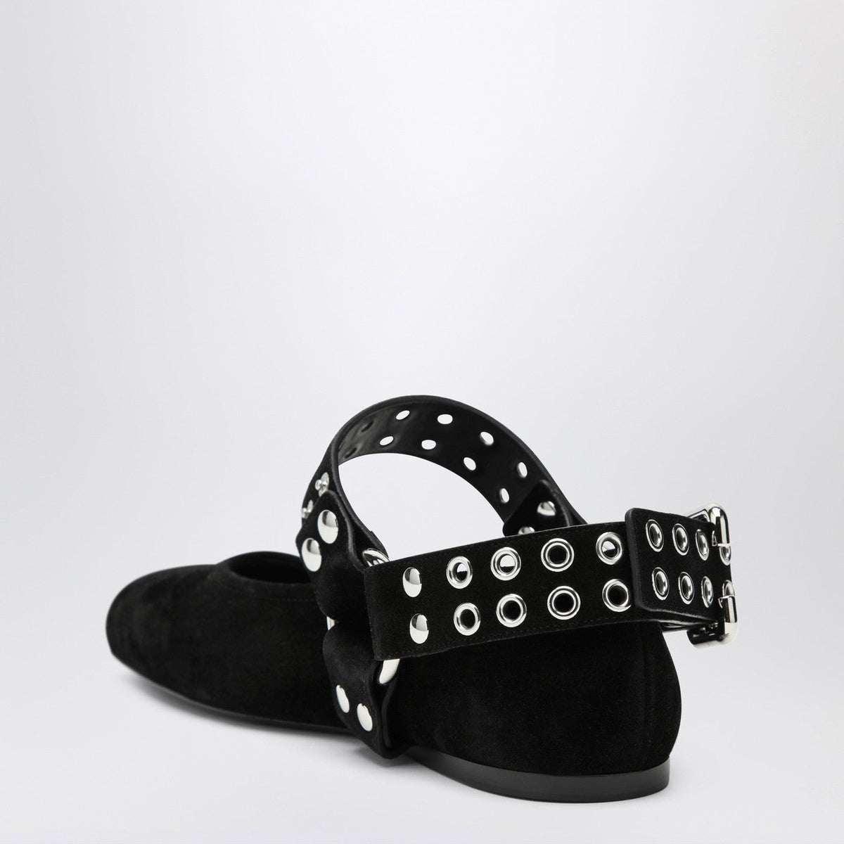 Alaia Black Suede Flat Ballerina Biker Women ALAIA