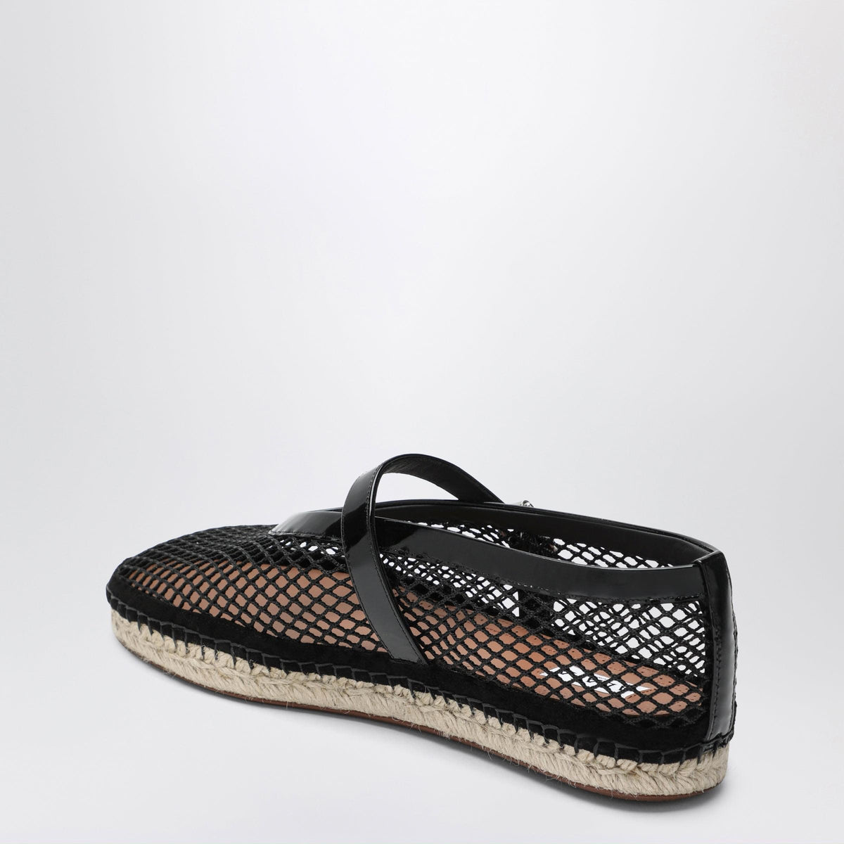 Alaia Mesh And Patent Leather Espadrilles In Black Women ALAIA