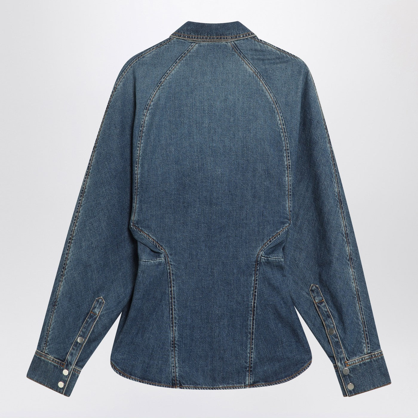 Alaia Rounded Blue Denim Shirt Women Women ALAIA