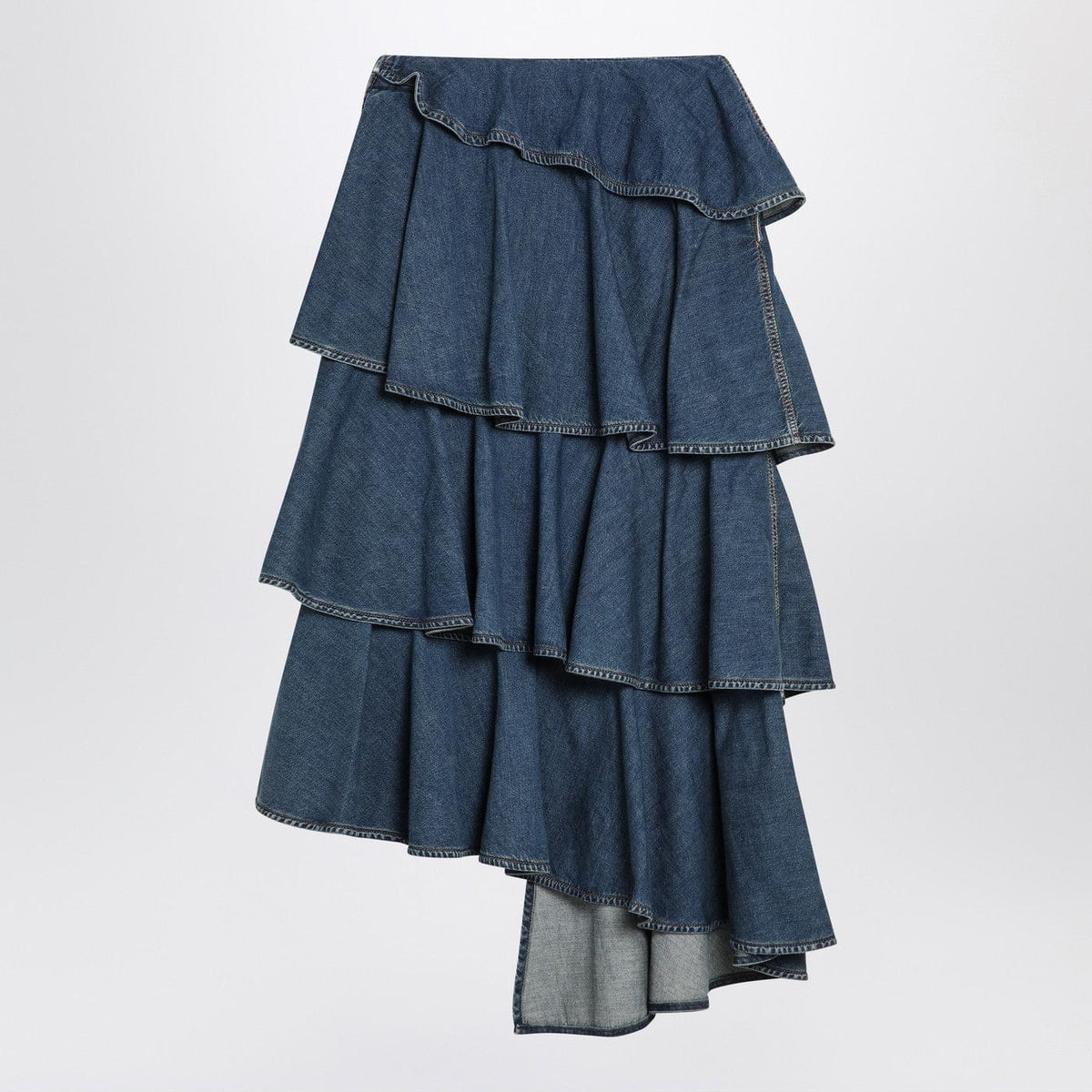 Alaia Asymmetrical Spiral Denim Skirt Women Women ALAIA