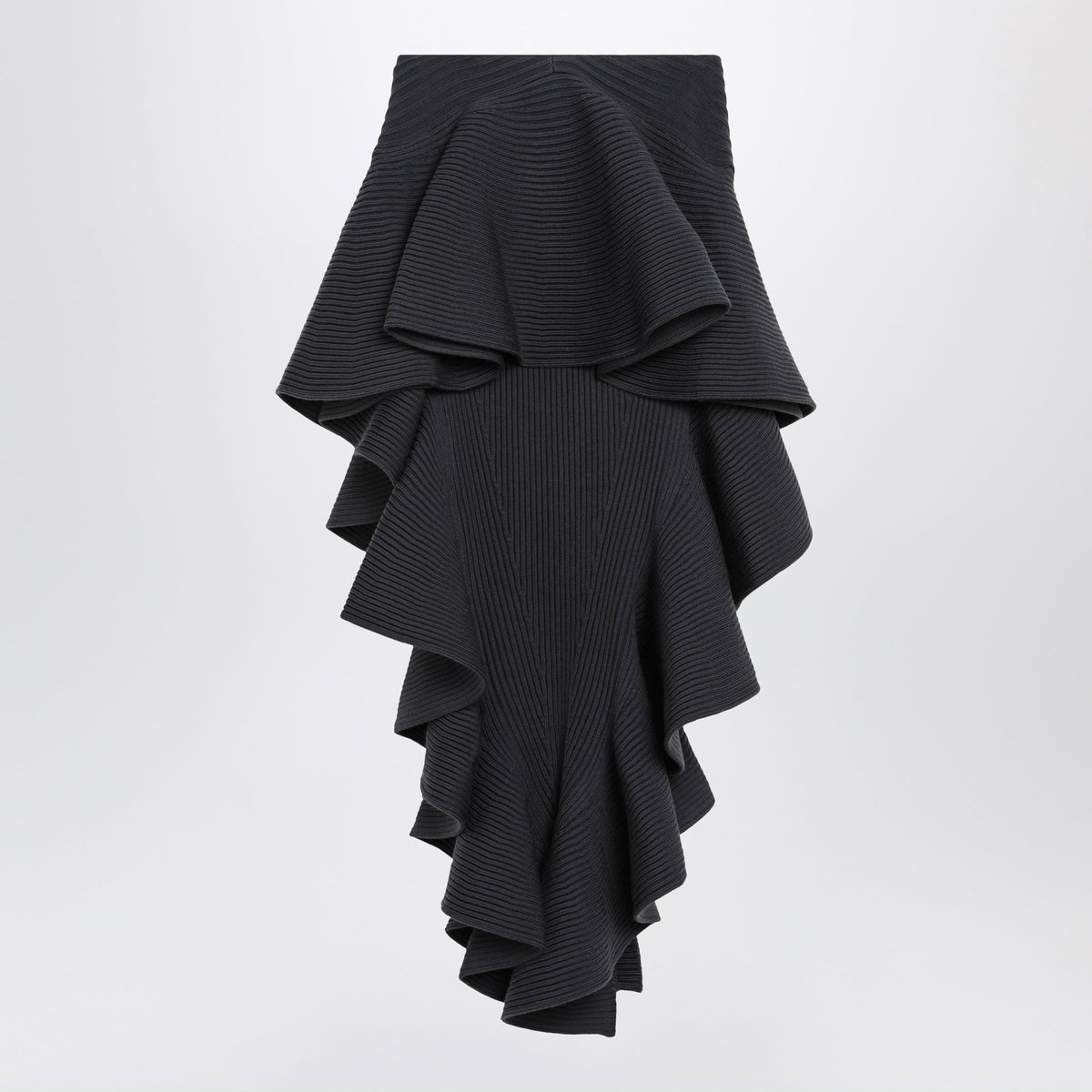 Alaia Blue-Grey Wool Ruffle Skirt Women ALAIA