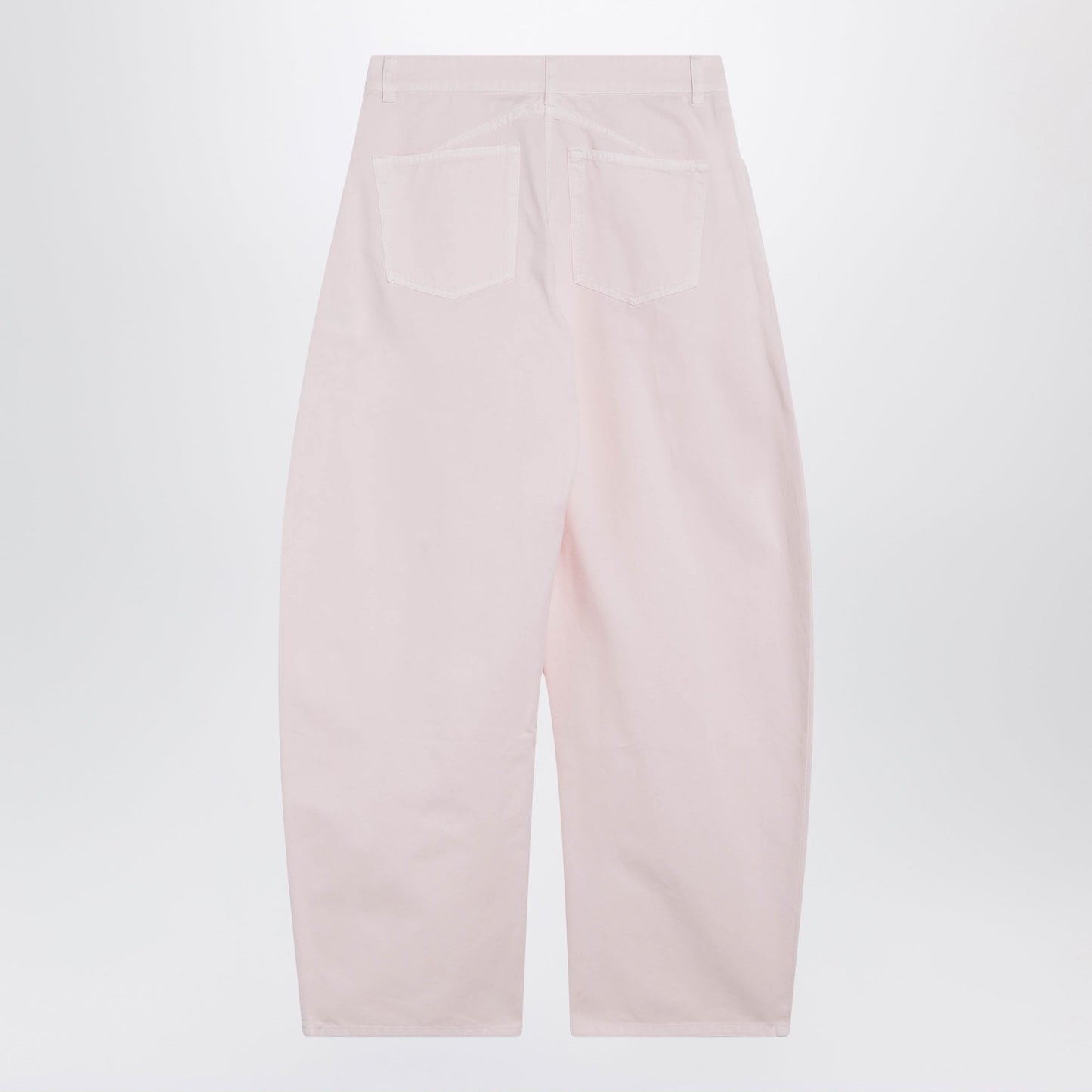 Alaia Rounded High-Rise Cotton Denim Jeans In Pale Rose Women ALAIA